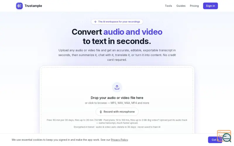 Screenshot of Trustample