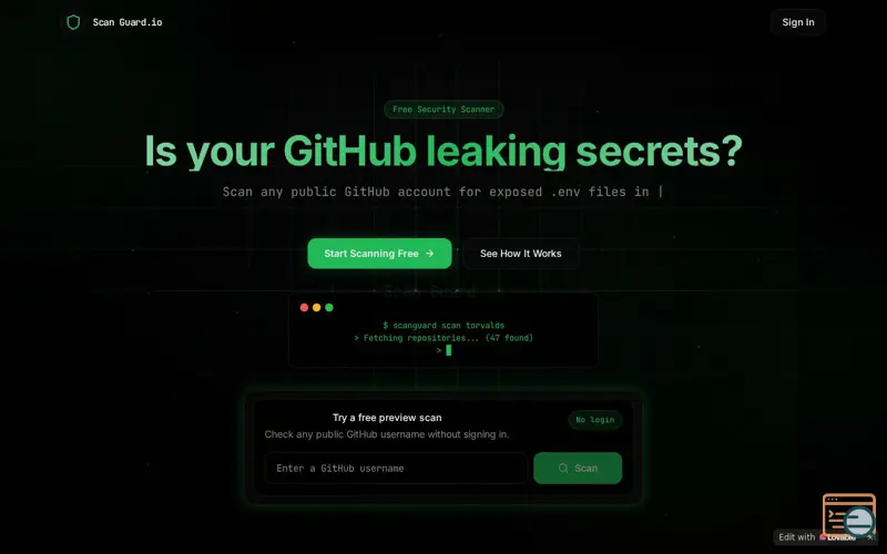 Screenshot of Scan Guard.io