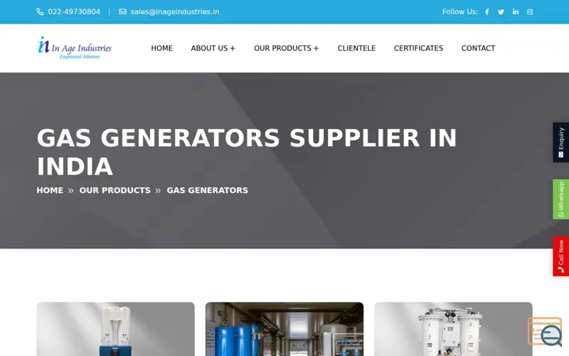 Screenshot of Best Supplier of Gas Generators Mumbai, a launch using Isotope