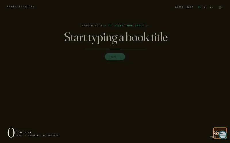 Screenshot of Name 100 Books