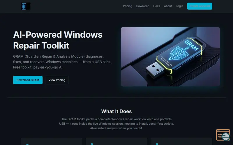 Screenshot of GRAM — Guardian Repair & Analysis Module