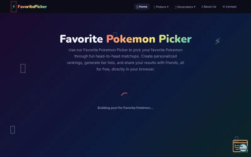 Screenshot of Favorite Pokemon Picker, a launch using PokéAPI