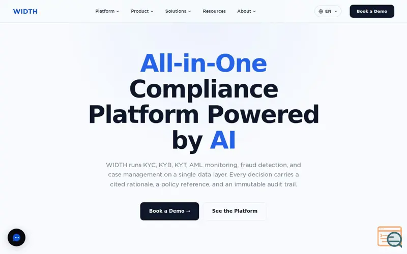 Screenshot of WIDTH · All-in-one Compliance AI