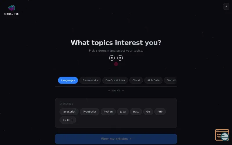 Screenshot of Signal Hub
