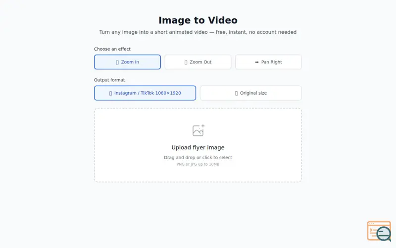 Screenshot of Image to Video, No Signup Needed