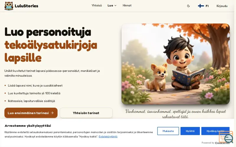 Screenshot of LuluStories