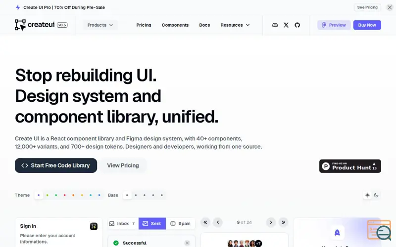 Screenshot of Create UI