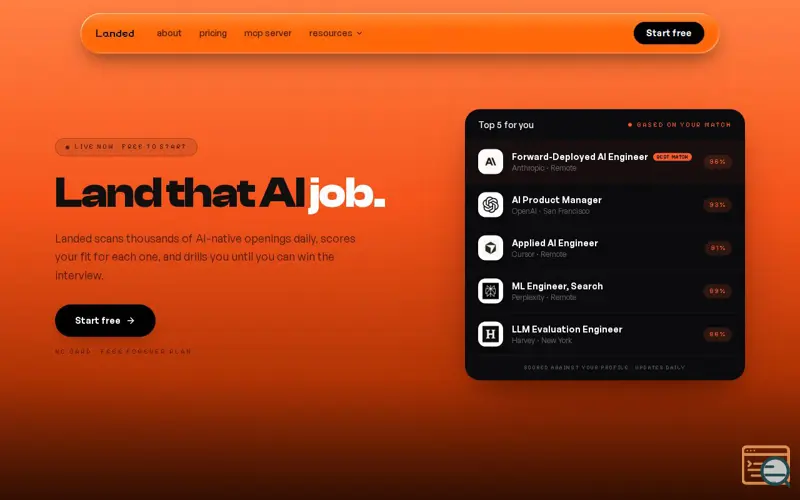 Screenshot of landed.