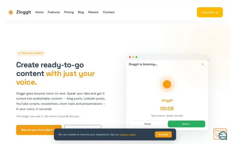 Screenshot of Zinggit