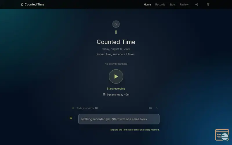 Screenshot of Counted Time