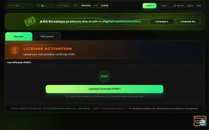 Screenshot of 44G Envelope, a launch using Active24