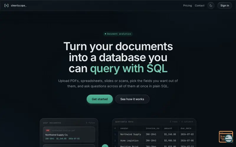 Screenshot of sheetscope