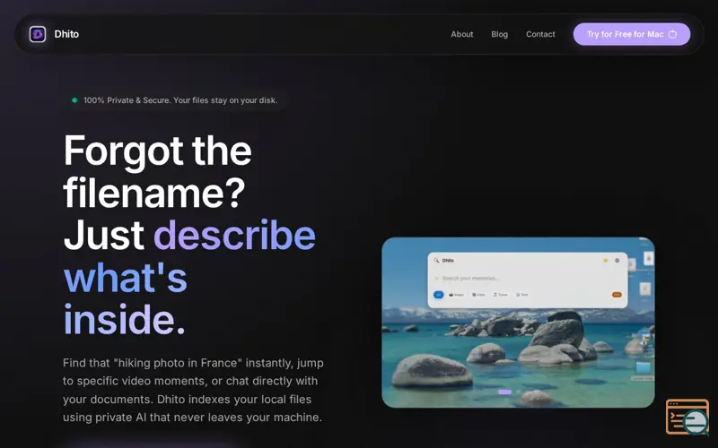 Screenshot of Dhito: locate & chat with local files