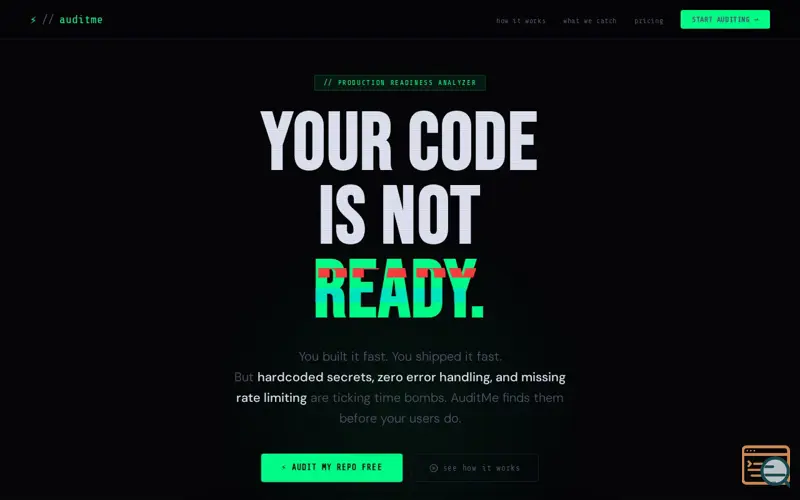 Screenshot of AuditMe — Ship Code That Doesn't Break