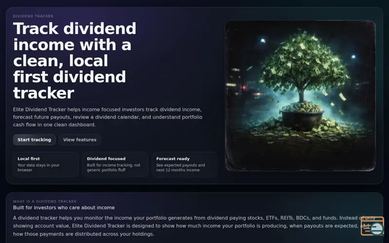 Screenshot of Elite Dividend Tracker