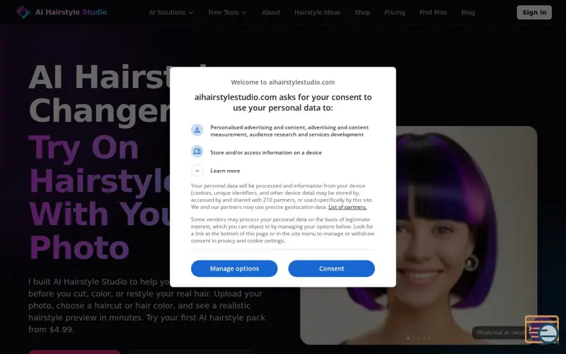 Screenshot of AI Hairstyle Studio