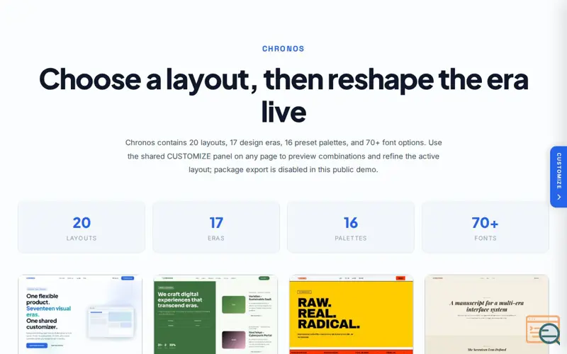 Screenshot of Chronos - Multi-Era HTML Template System