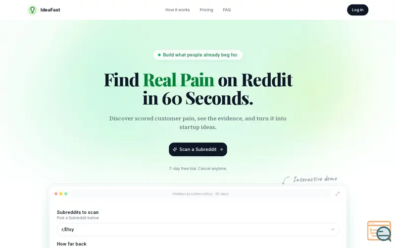 Screenshot of ideaFast