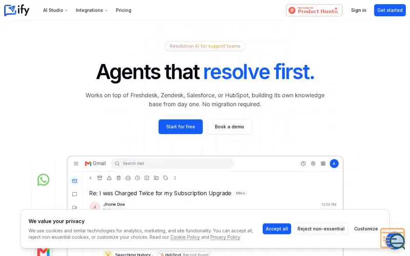 Screenshot of IFY by Konnectify — AI Support Agent | Intelligent Fix for You | IFY by Konnectify