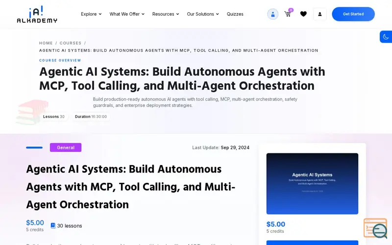 Screenshot of Agentic AI Systems - An Alkademy Course
