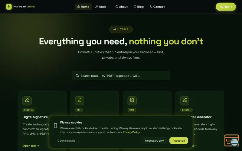 Screenshot of Free Digital Utilities