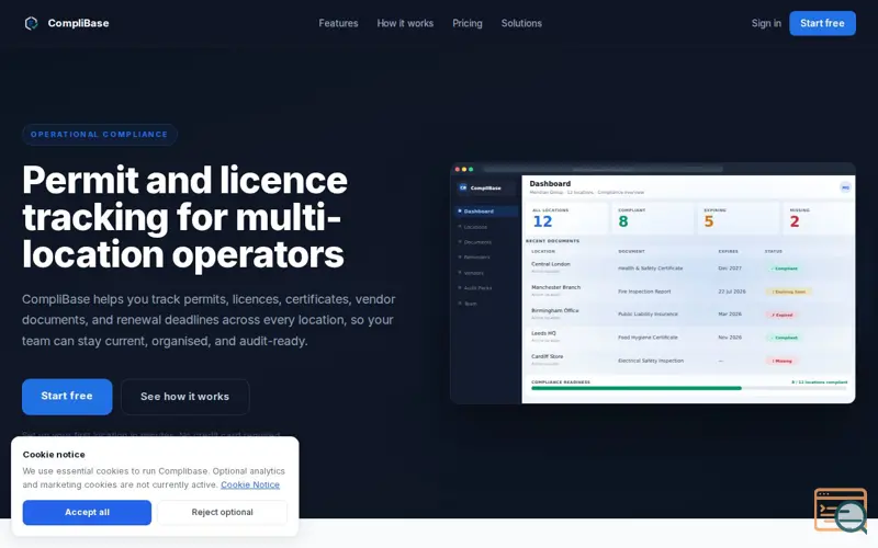 Screenshot of Complibase, a launch using SaaS Browser