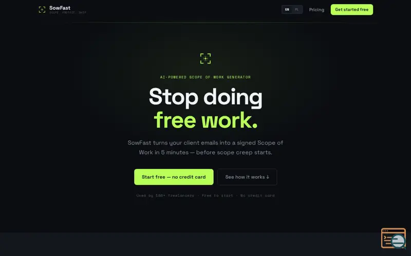 Screenshot of SowFast — Scope of Work Generator