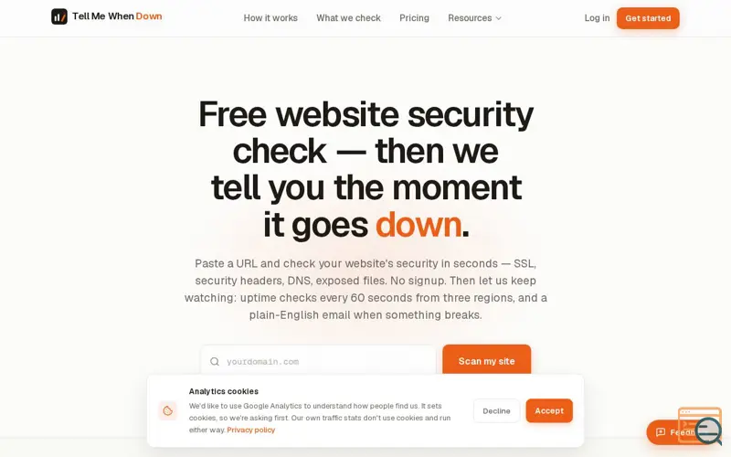 Screenshot of Tell Me When Down