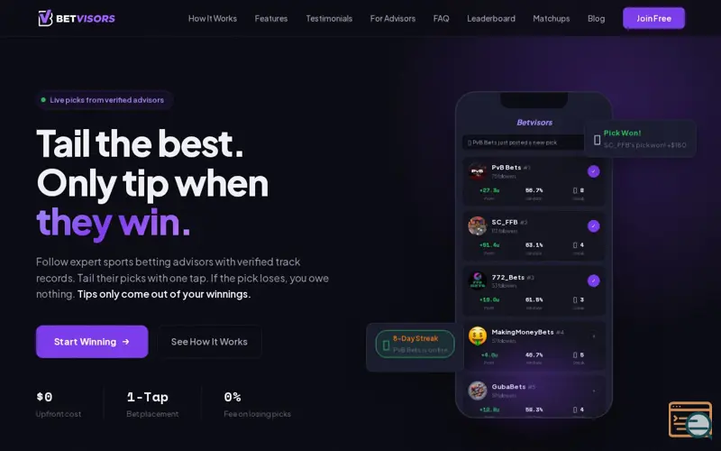 Screenshot of Betvisors