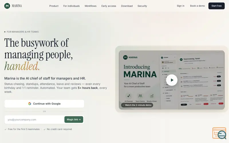 Screenshot of Marina - AI Chief of Staff for Teams