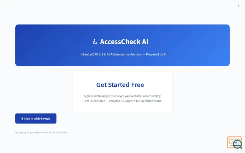 Screenshot of AccessScan AI