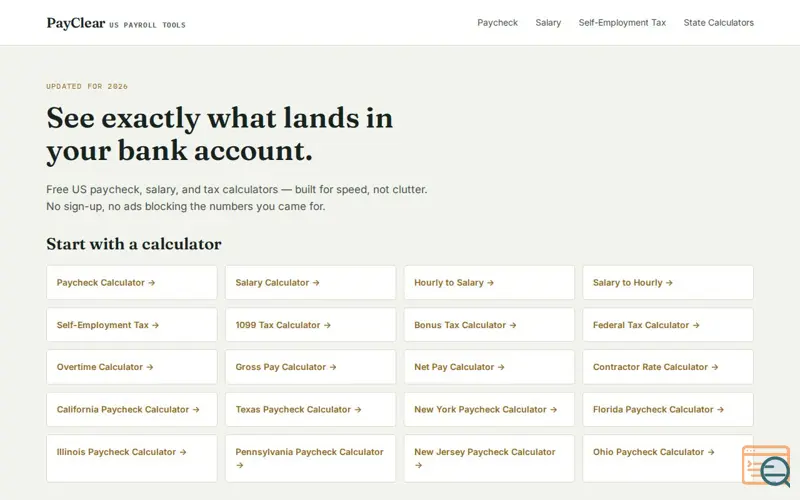 Screenshot of PayClear