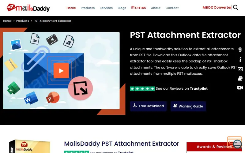 Screenshot of MailsDaddy PST Attachment Extractor