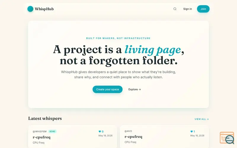 Screenshot of WhispHub