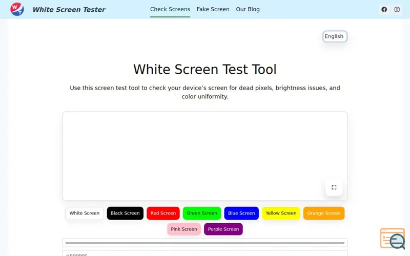 Screenshot of White Screen Tester