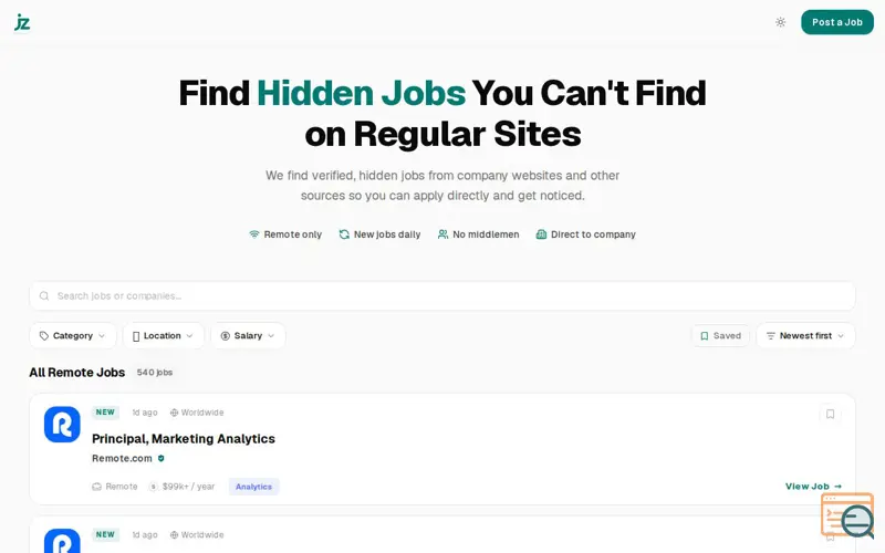 Screenshot of Jobzeni
