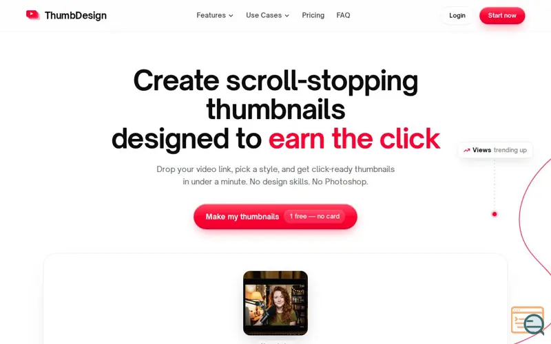 Screenshot of ThumbDesign — AI YouTube Thumbnail Generator
