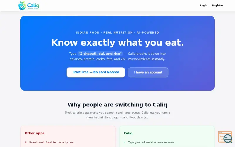 Screenshot of Caliq