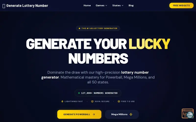 Screenshot of Generate Lottery Number