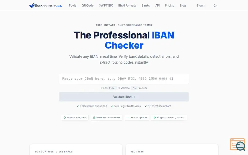 Screenshot of Free IBAN Checker