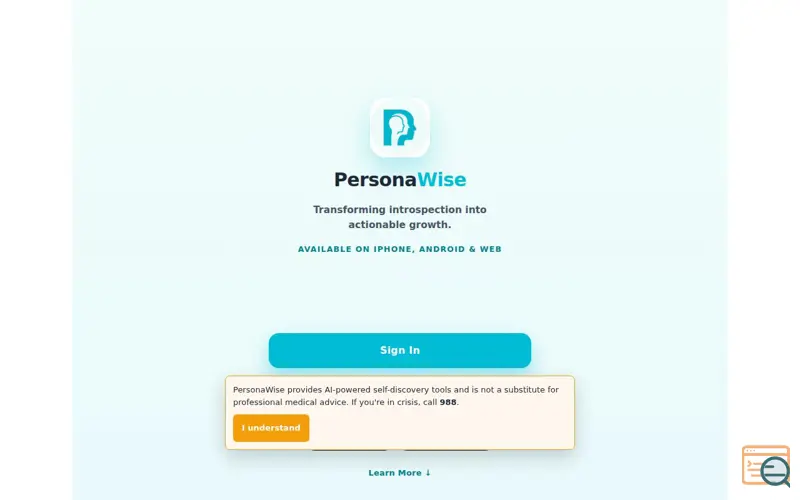 Screenshot of PersonaWise