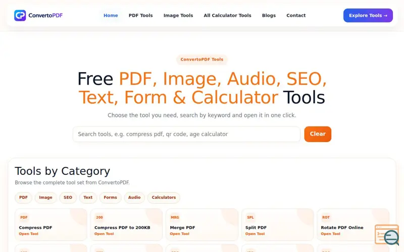 Screenshot of convertopdf.in