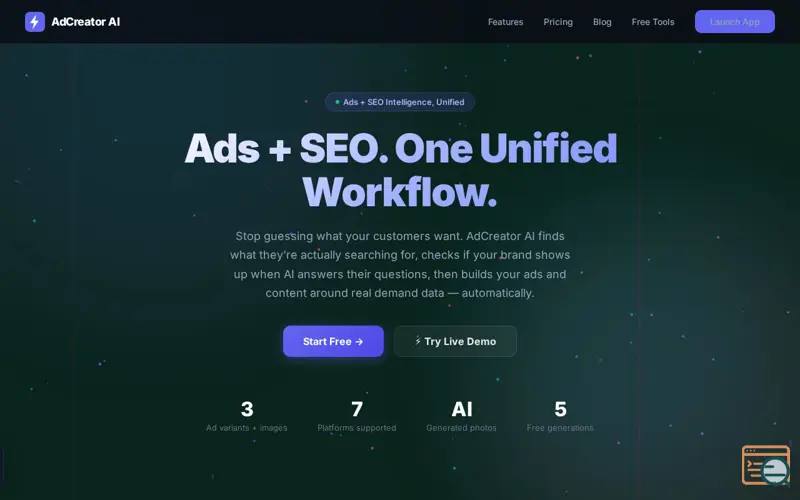 Screenshot of AdCreator AI