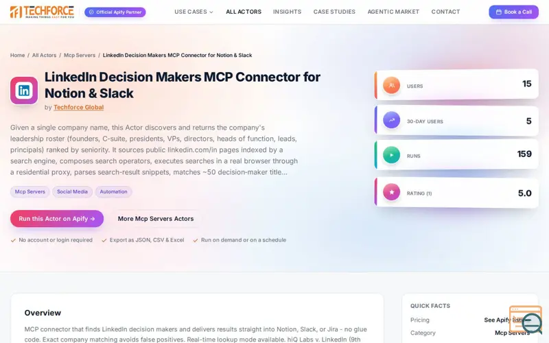 Screenshot of LinkedIn Decision Makers MCP Connector