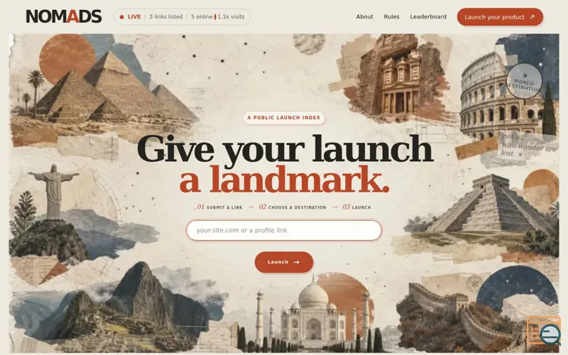 Screenshot of NOMADS