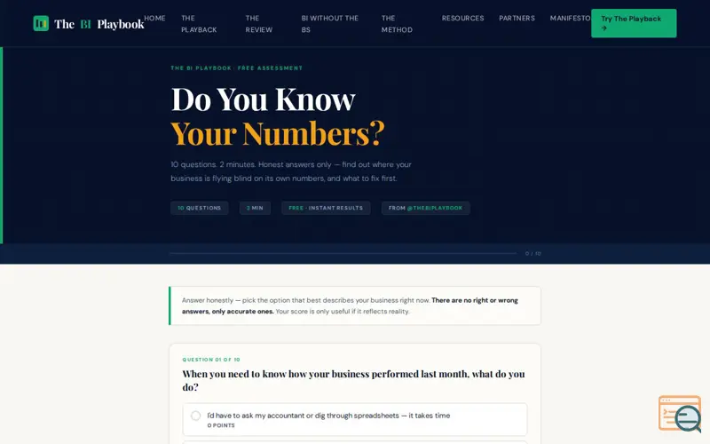 Screenshot of Business Numbers Health Check