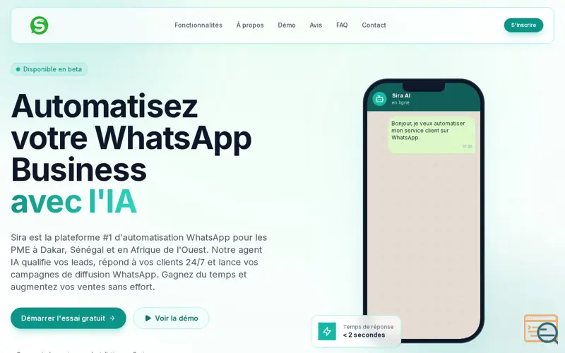 Screenshot of Sira SaaS