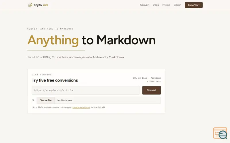 Screenshot of Convert Anything to Markdown