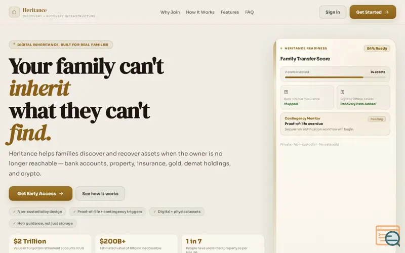 Screenshot of Heritance