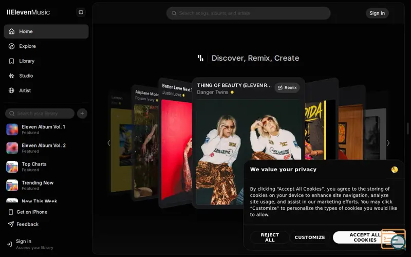 Screenshot of ElevenMusic